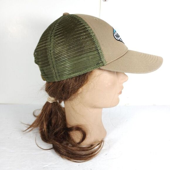 Patagonia Unisex Fitz Roy Crest Lopro OS Ash Tan Adjus Snapback Trucker Cap Hat - Picture 3 of 9